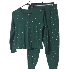 Forest Green Apres Ski Pajama Set Cozy Winter Cabin Loungewear, M